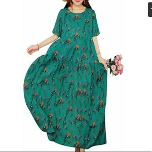 Green Floral Long Dress